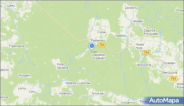 mapa Gajówka Grzebień, Gajówka Grzebień na mapie Targeo